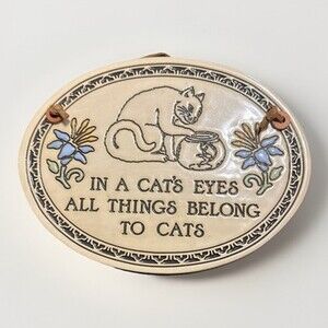 Vintage Trinity Pottery Oval Hanging Wall Plaque In A Cat's Eyes All Things USA